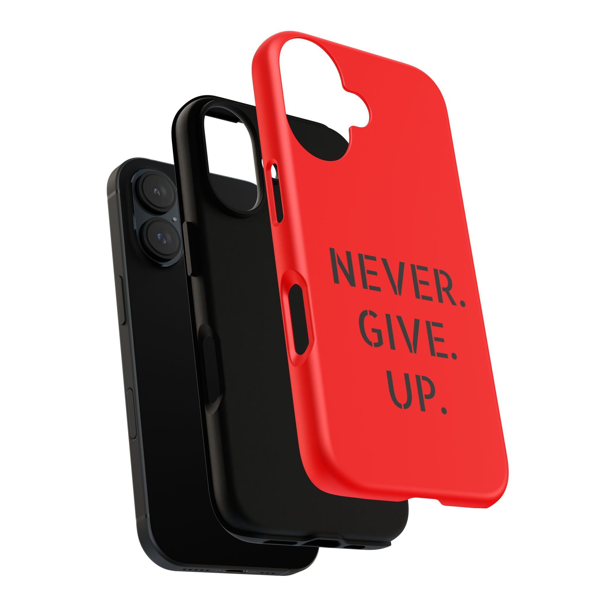 Phone Case - Red 'NEVER. GIVE. UP.' Motivational Protective Case