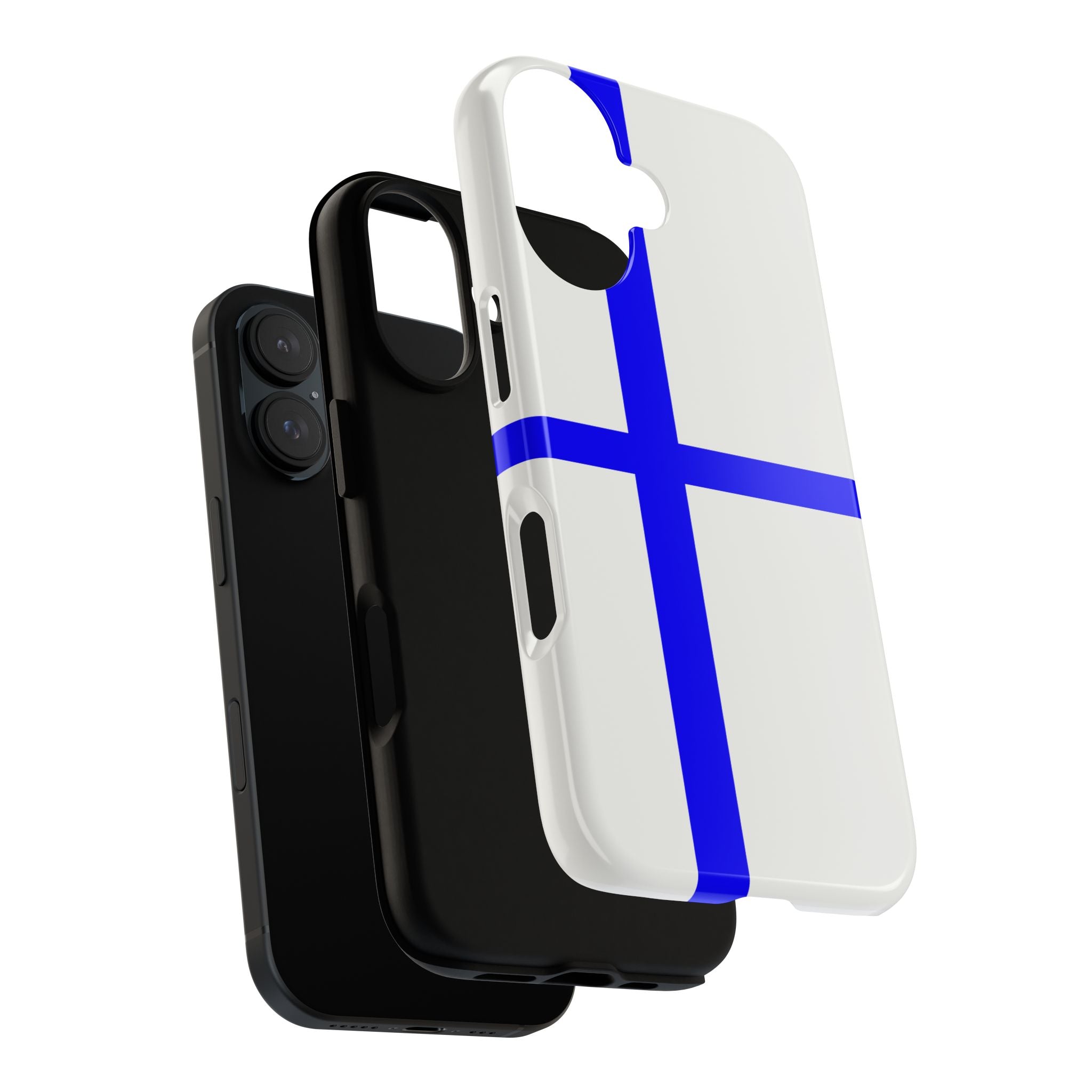Blue Cross Phone Case — Minimal Geometric Tough Protective Cover