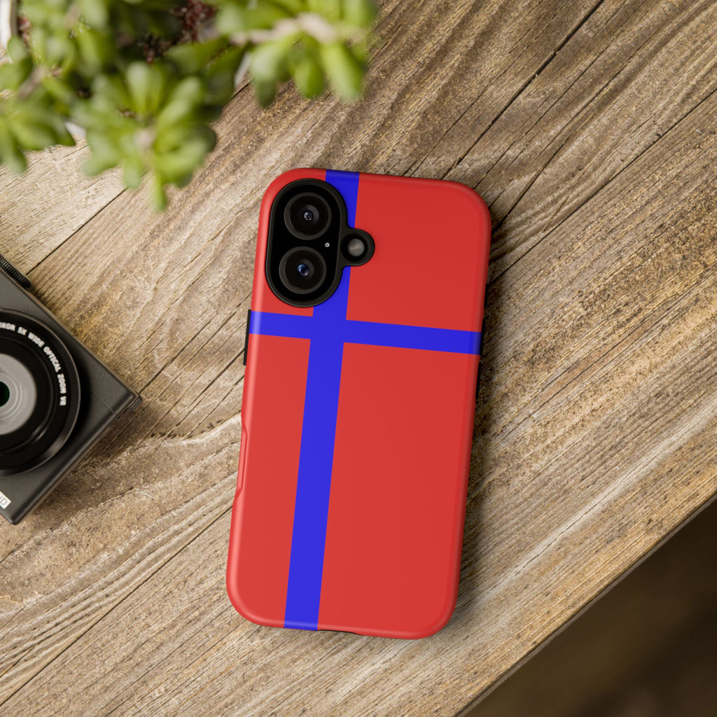Red & Blue Cross Tough Phone Case — Sleek Protective iPhone Cover