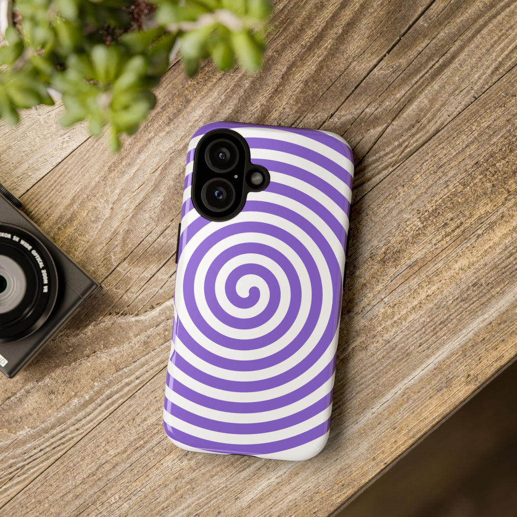 Purple Spiral Tough Phone Case — Durable Protective Phone Cover with Hypnotic Swirl Design