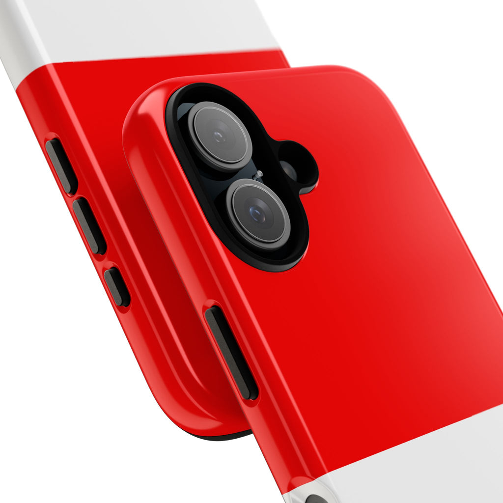 Red & White Two-Tone Tough Phone Case — Glossy Protective Cover