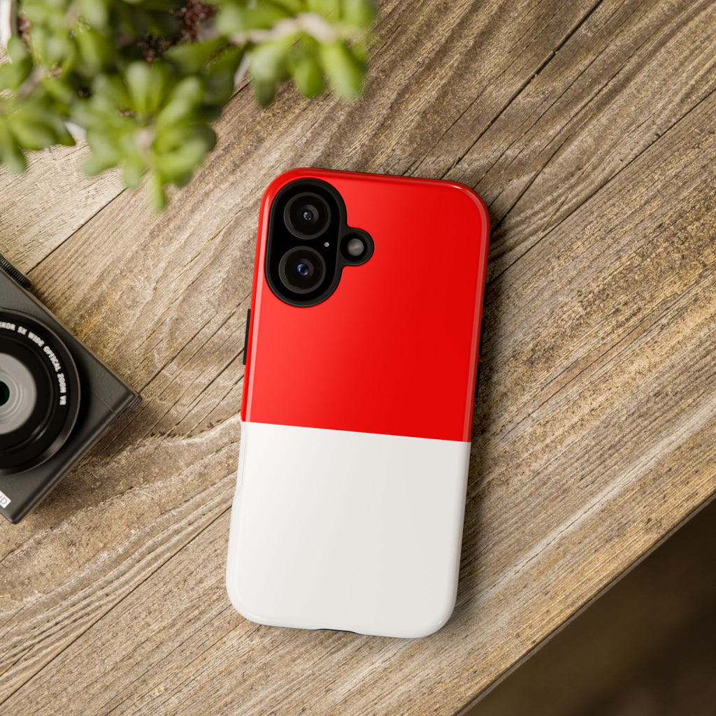 Red & White Two-Tone Tough Phone Case — Glossy Protective Cover