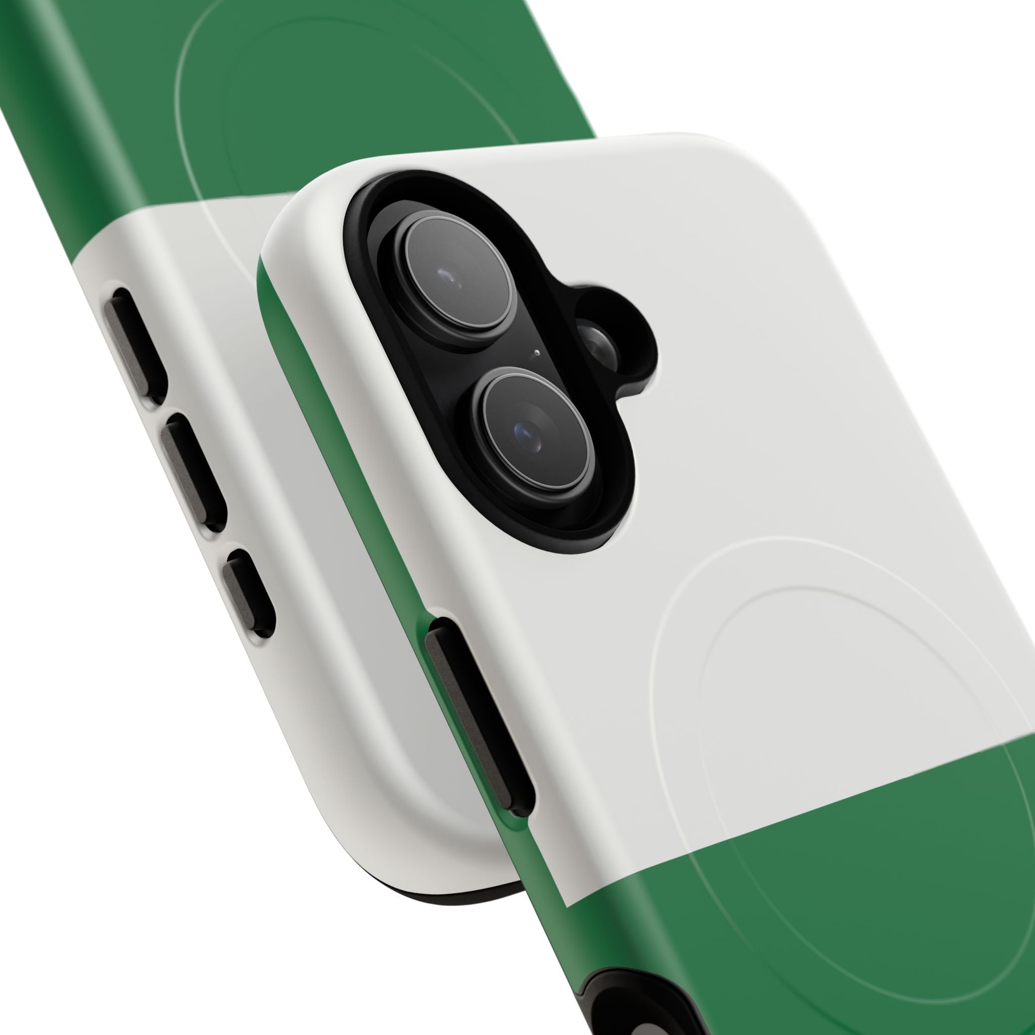 Green & White Magnetic Tough Phone Case — Protective Magnetic Snap Cover