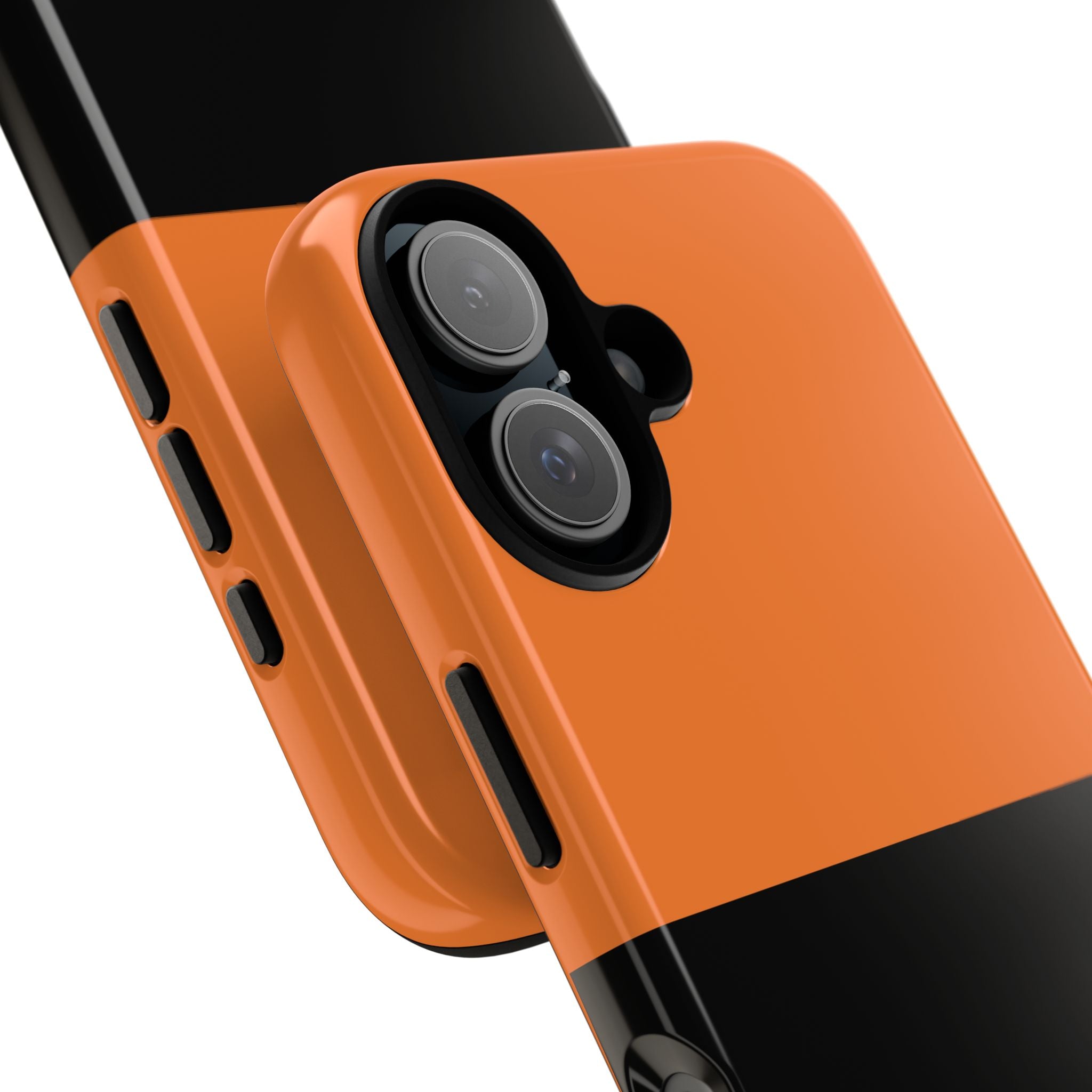 Two-Tone Orange & Black Tough Phone Case — Durable Protective Cover