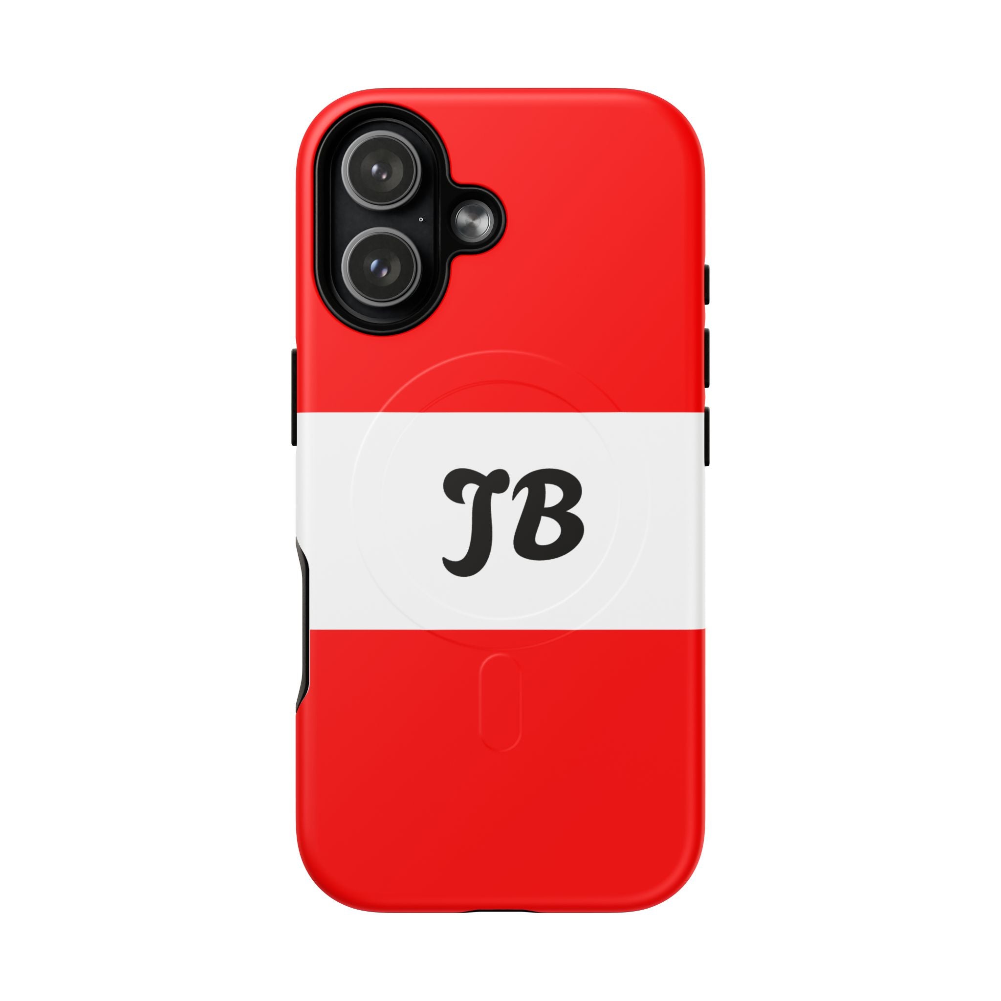 Red & White Monogram Tough Magnetic Phone Case — Custom Initials JB