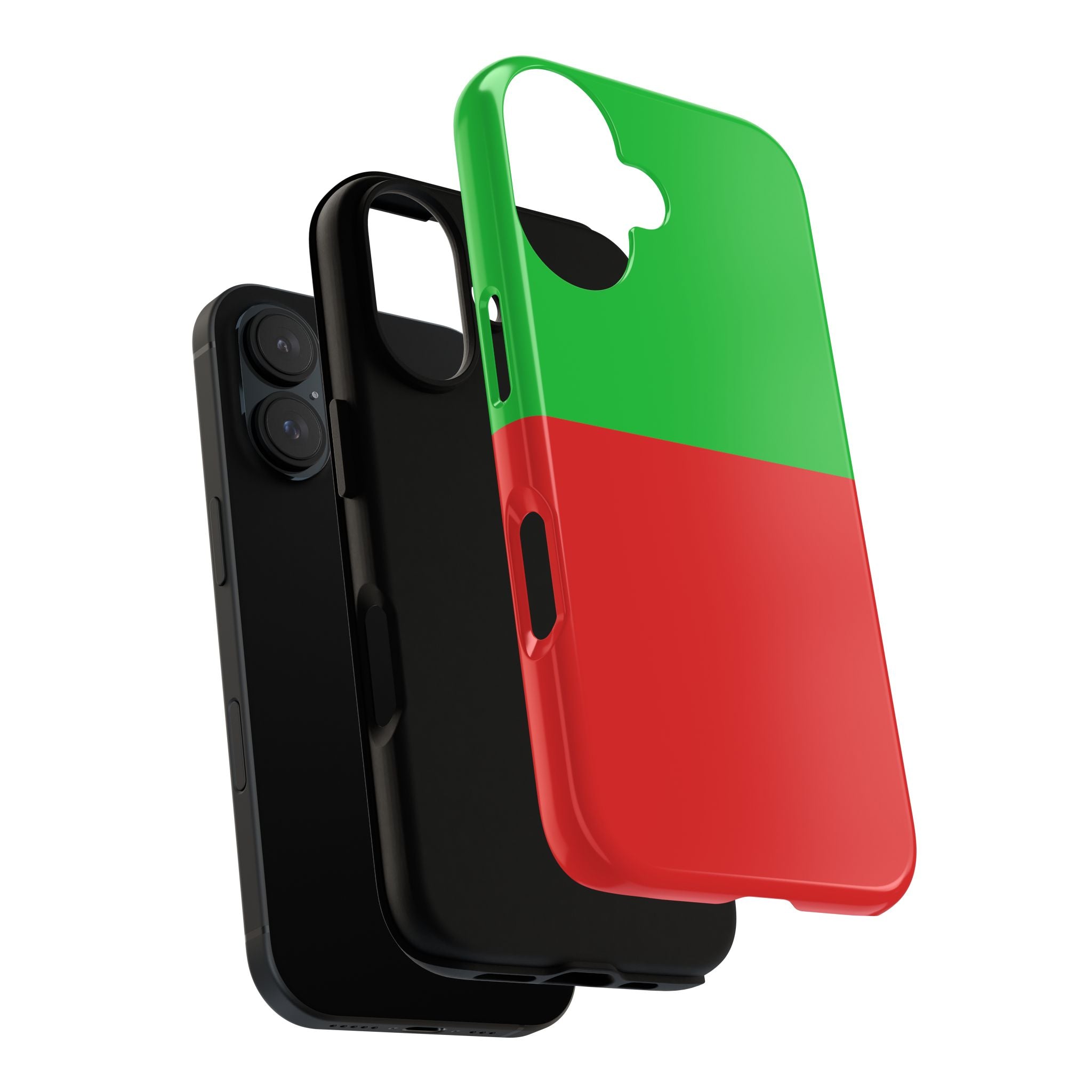 Two-Tone Green & Red Tough Phone Case — Durable Protective Cover
