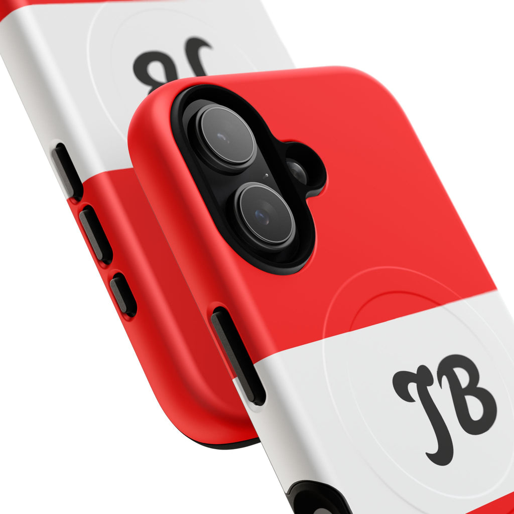 Red & White Monogram Tough Magnetic Phone Case — Custom Initials JB
