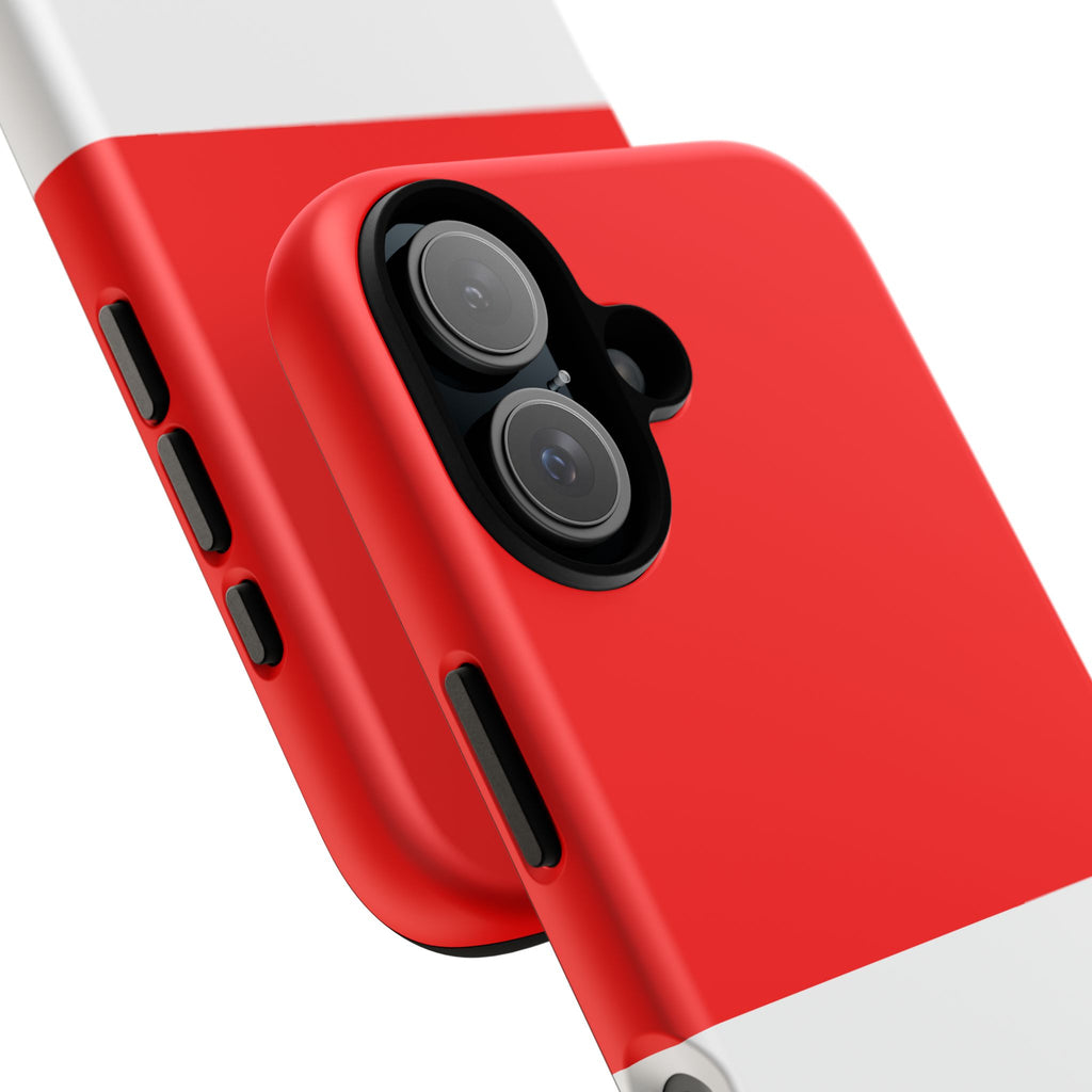 Red & White Two-Tone Tough Phone Case — Glossy Protective Cover