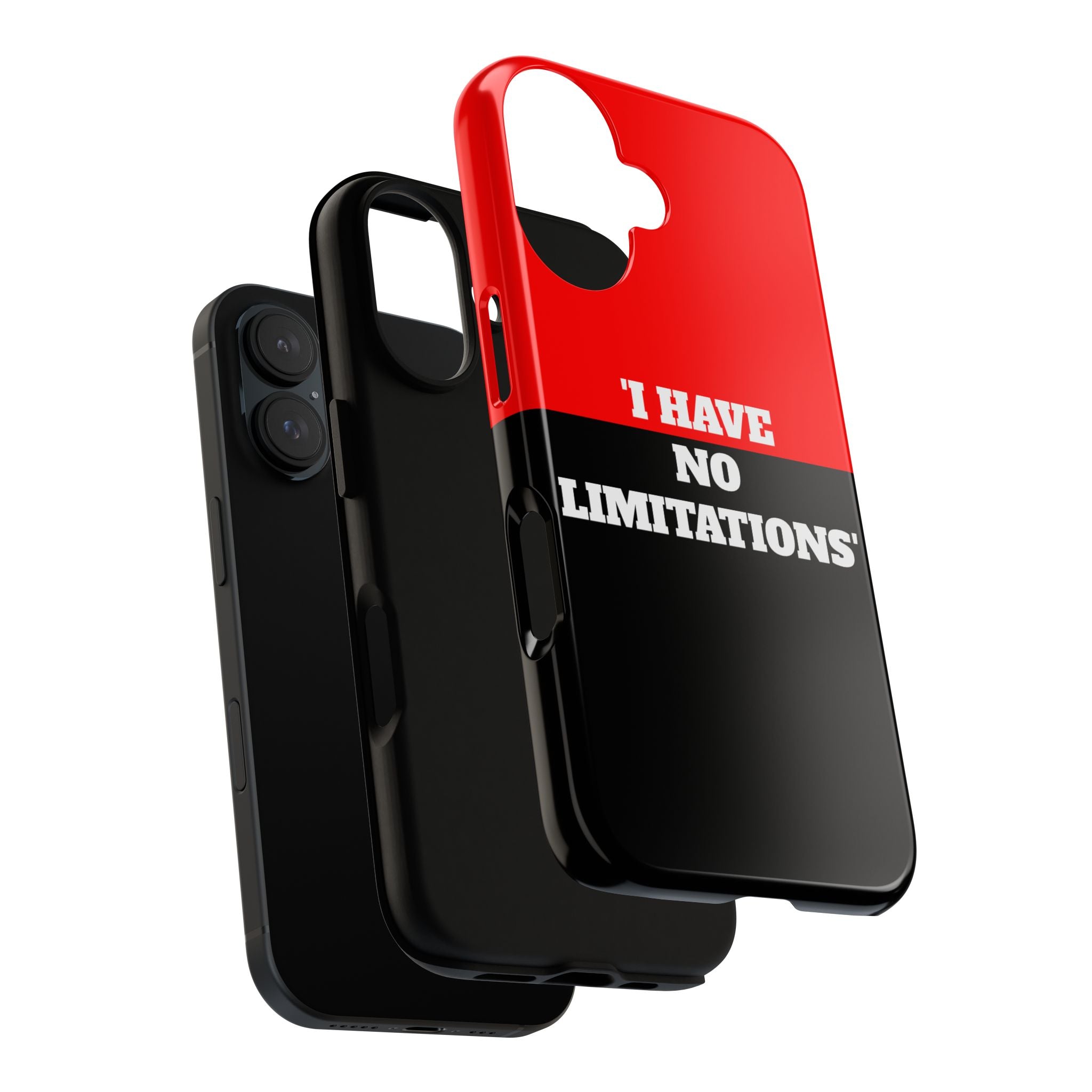 Phone Case — "I Have No Limitations" Bold Red & Black Protective Case