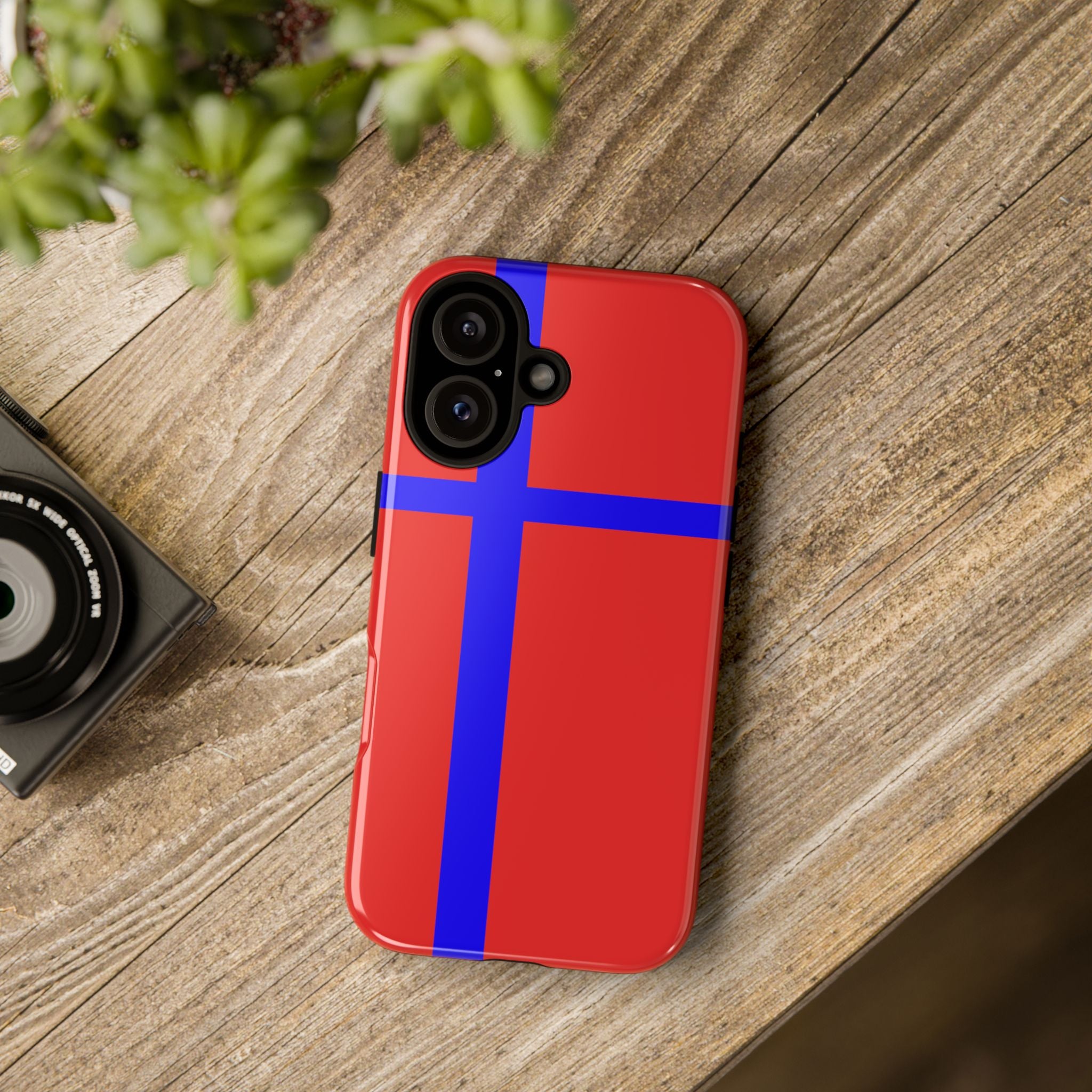 Red & Blue Cross Tough Phone Case — Sleek Protective iPhone Cover