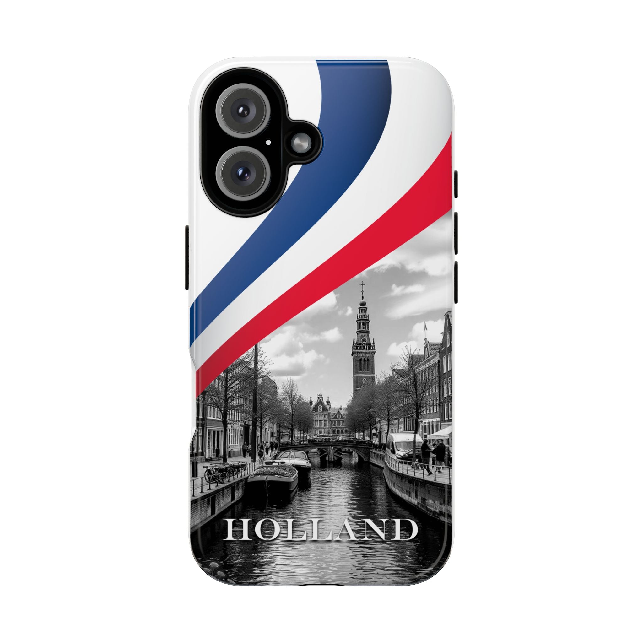 Holland Phone Case — Dutch Canal Photo with Red-White-Blue Ribbon