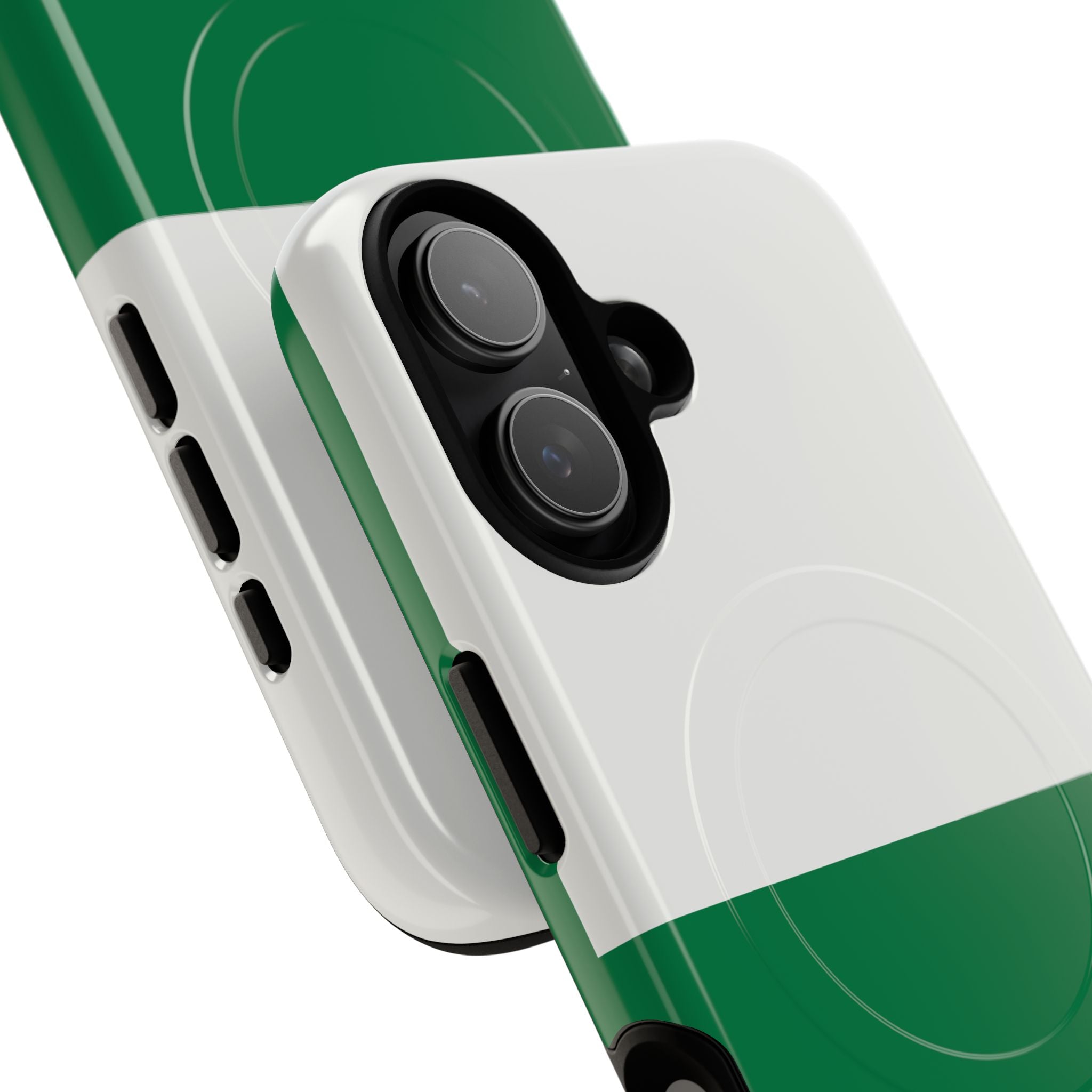 Green & White Magnetic Tough Phone Case — Protective Magnetic Snap Cover