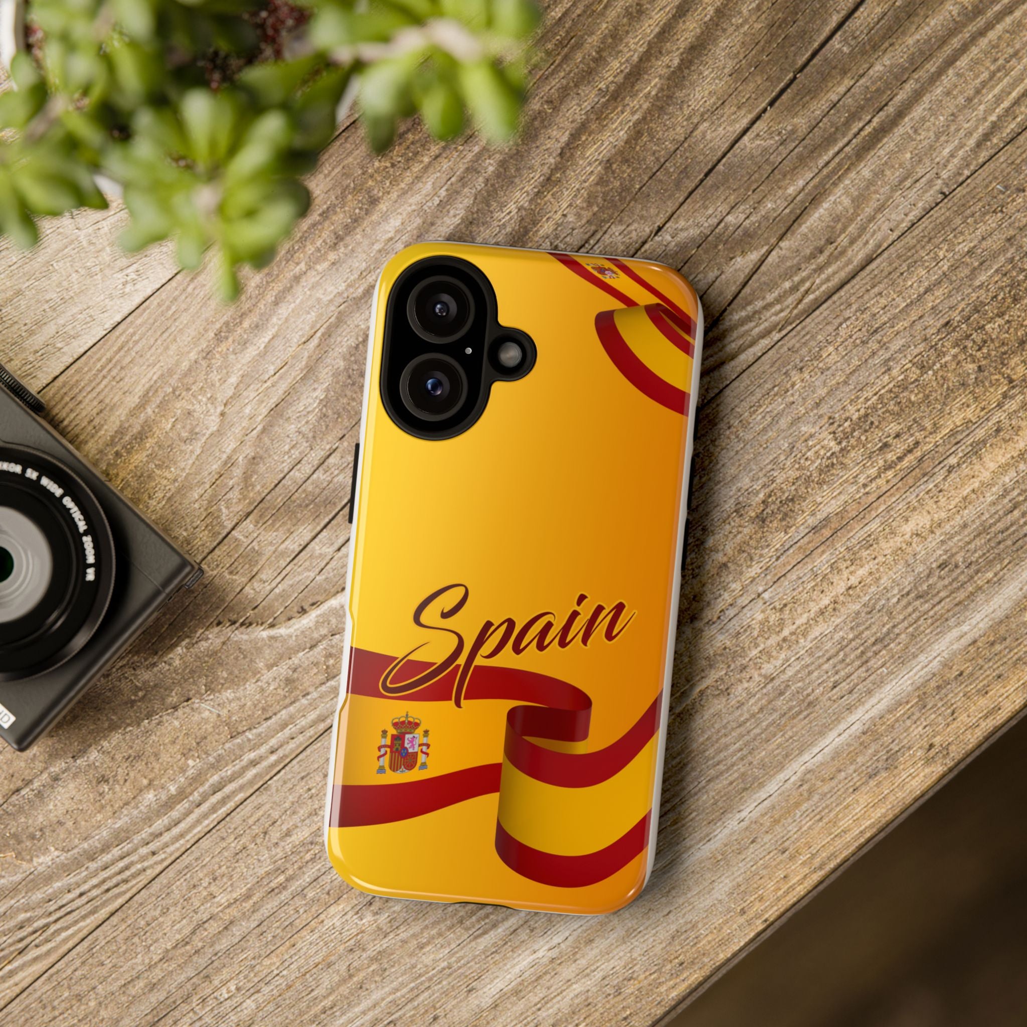 Spain Flag Phone Case — 'Spain' Script Protective Tough Phone Cover