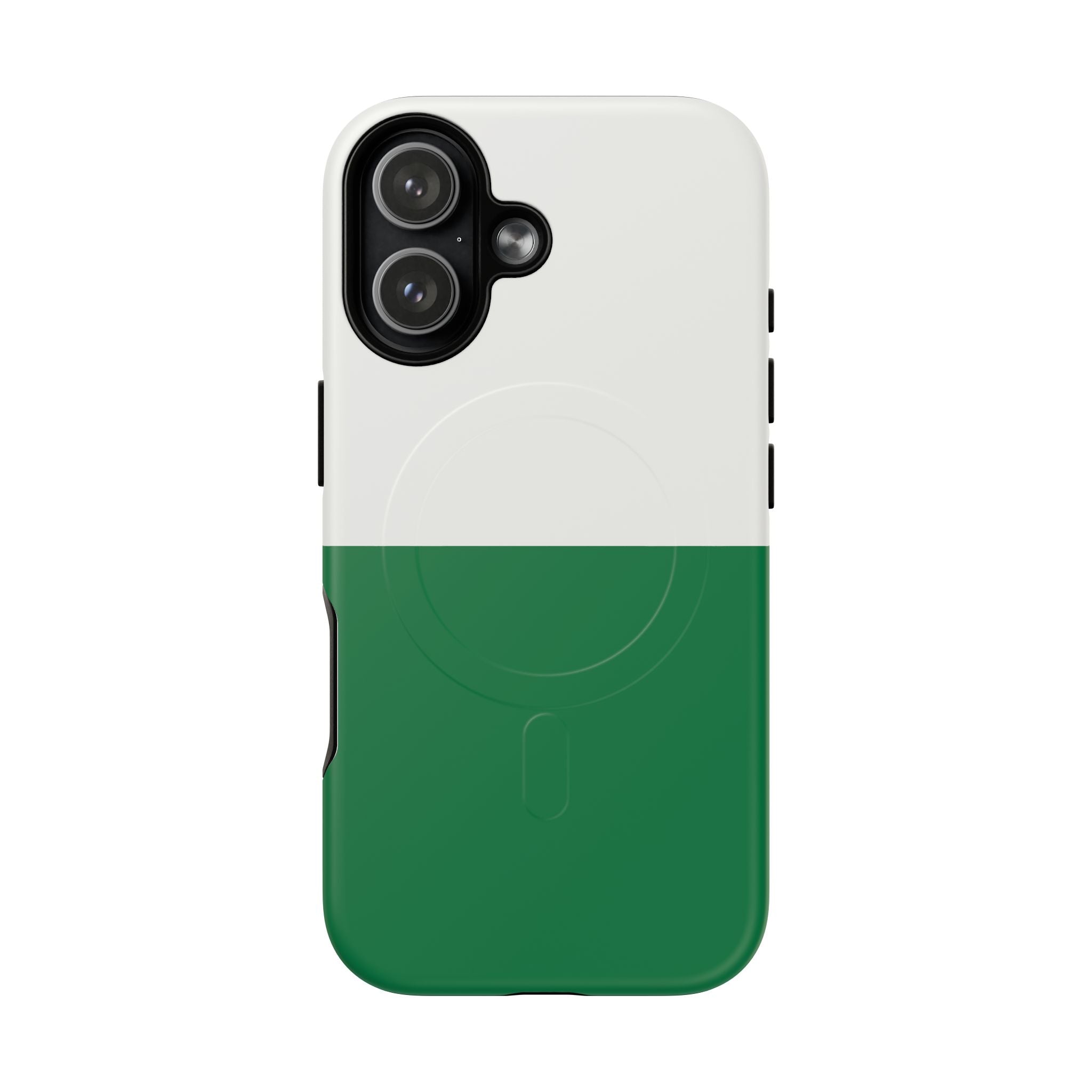 Green & White Magnetic Tough Phone Case — Protective Magnetic Snap Cover
