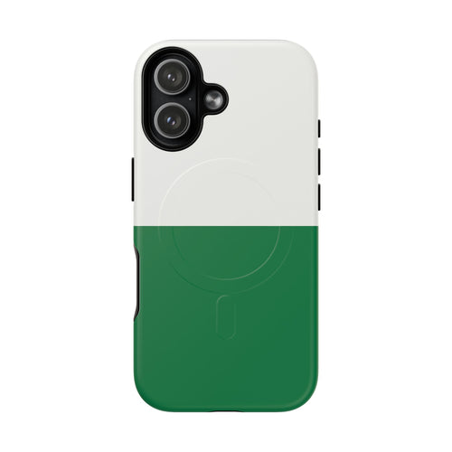 Green & White Magnetic Tough Phone Case — Protective Magnetic Snap Cover