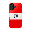 Red & White Monogram Tough Magnetic Phone Case — Custom Initials JB
