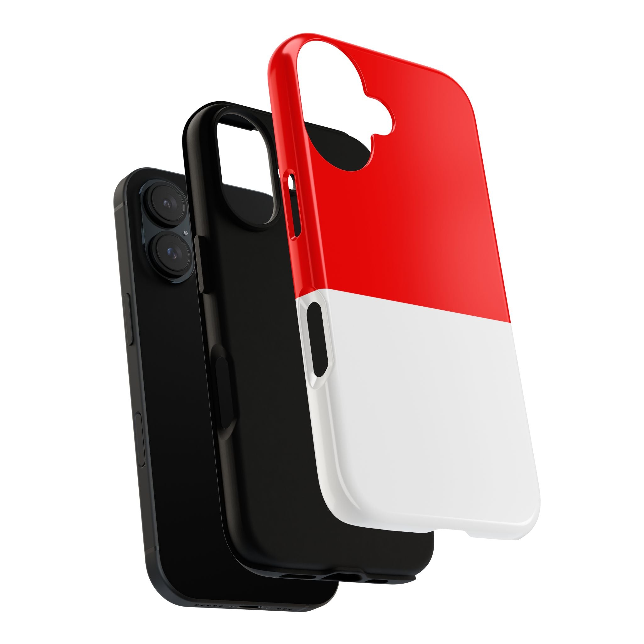 Red & White Two-Tone Tough Phone Case — Glossy Protective Cover