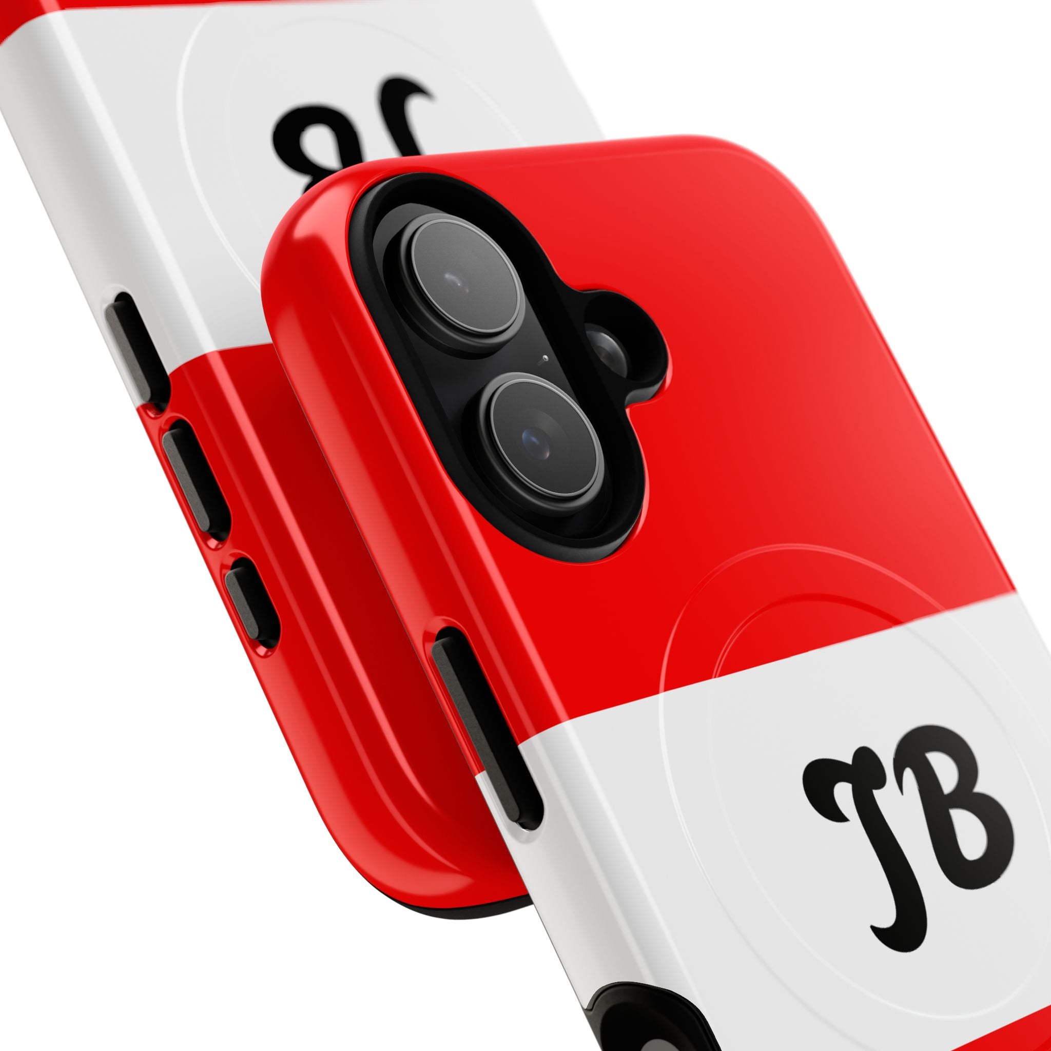 Red & White Monogram Tough Magnetic Phone Case — Custom Initials JB