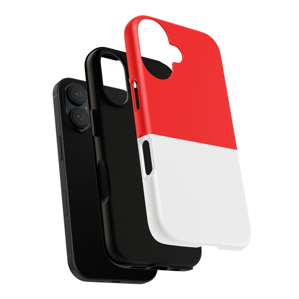 Red & White Two-Tone Tough Phone Case — Glossy Protective Cover