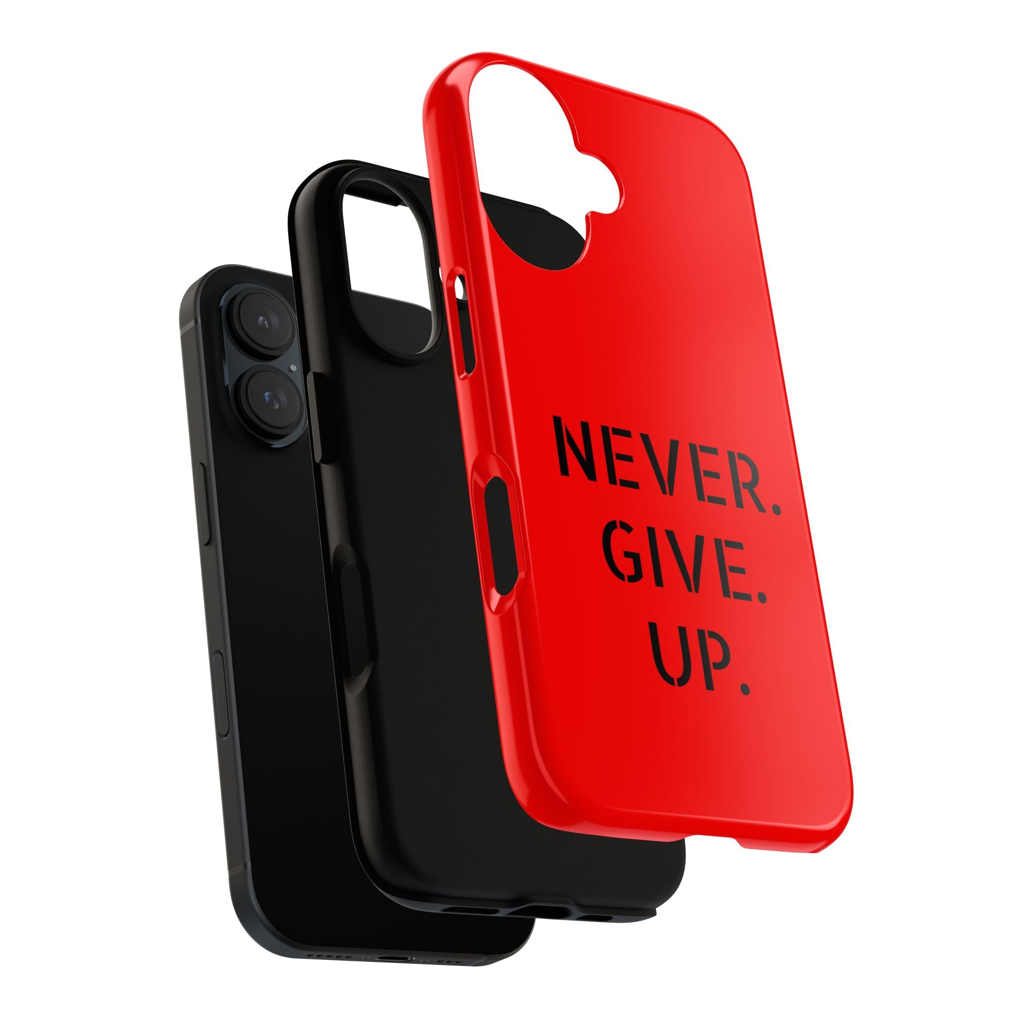 Phone Case - Red 'NEVER. GIVE. UP.' Motivational Protective Case