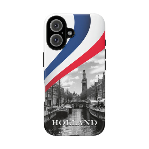 Holland Phone Case — Dutch Canal Photo with Red-White-Blue Ribbon