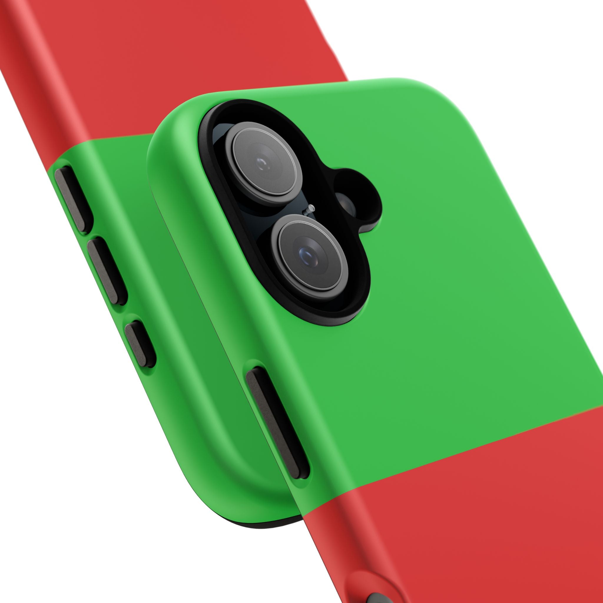 Two-Tone Green & Red Tough Phone Case — Durable Protective Cover