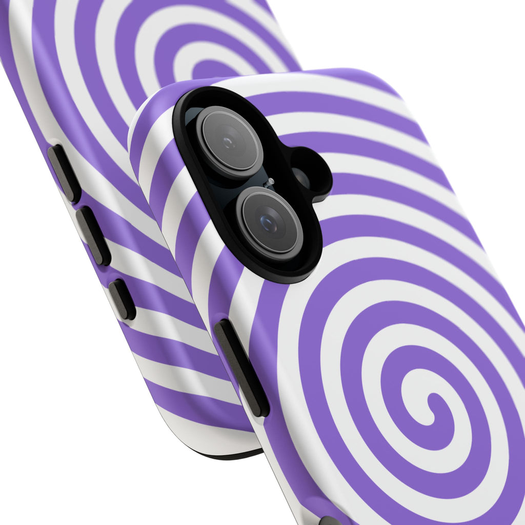 Purple Spiral Tough Phone Case — Durable Protective Phone Cover with Hypnotic Swirl Design