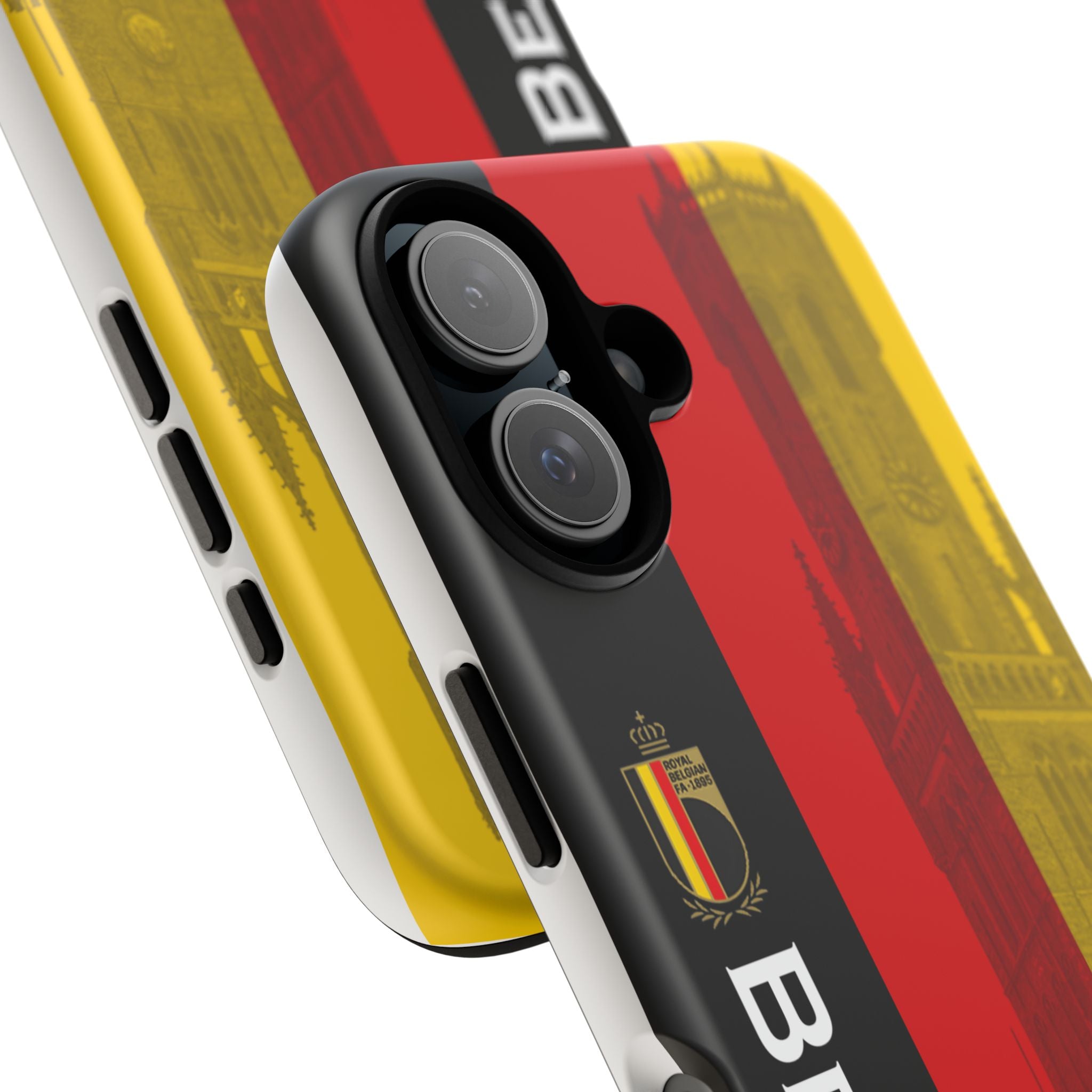 Belgium Flag Tough Phone Case — Belgium Crest & Vertical 'BELGIUM' Design