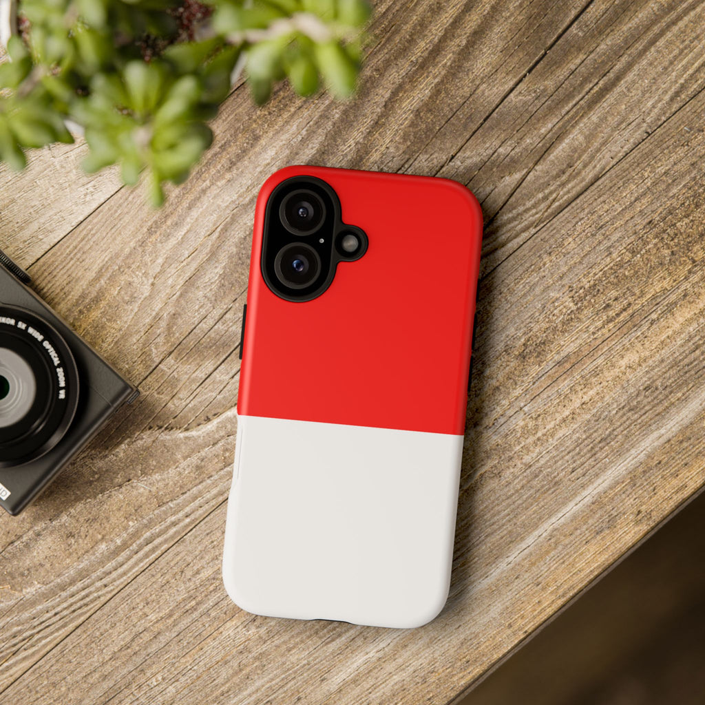Red & White Two-Tone Tough Phone Case — Glossy Protective Cover