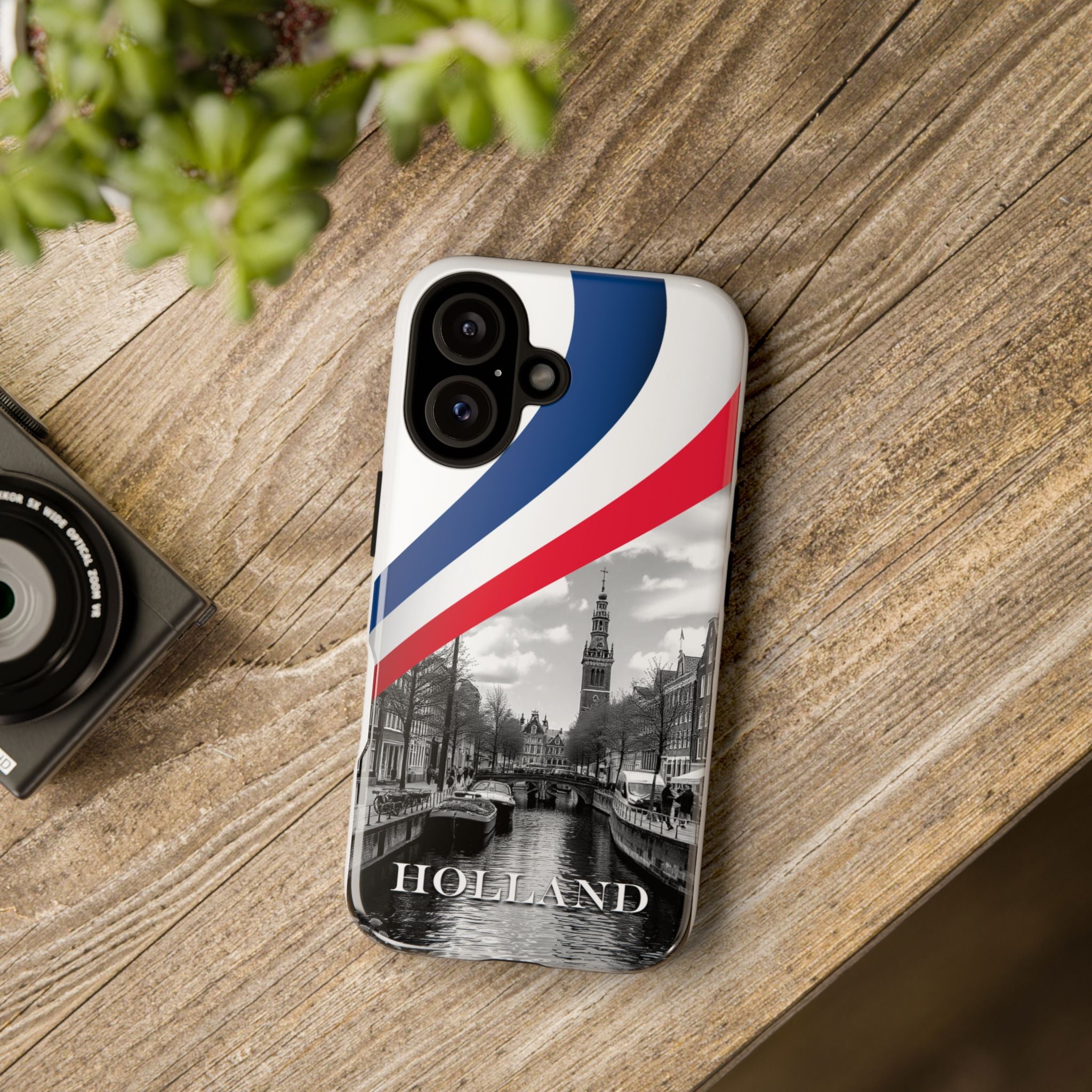 Holland Phone Case — Dutch Canal Photo with Red-White-Blue Ribbon