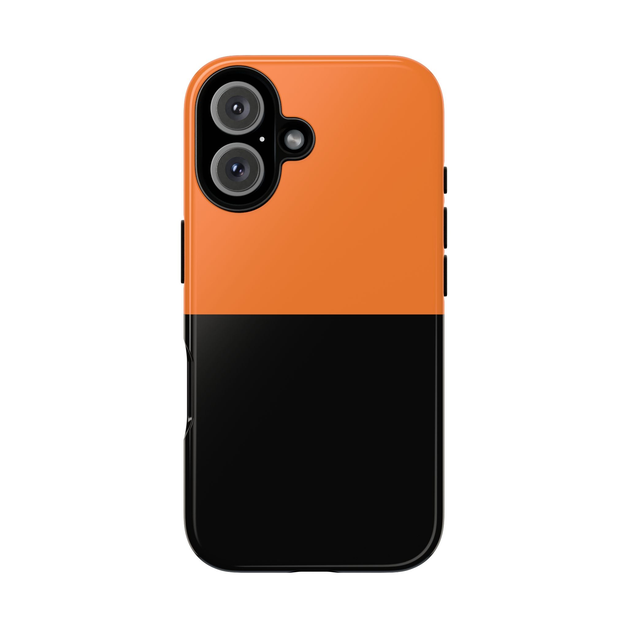 Two-Tone Orange & Black Tough Phone Case — Durable Protective Cover