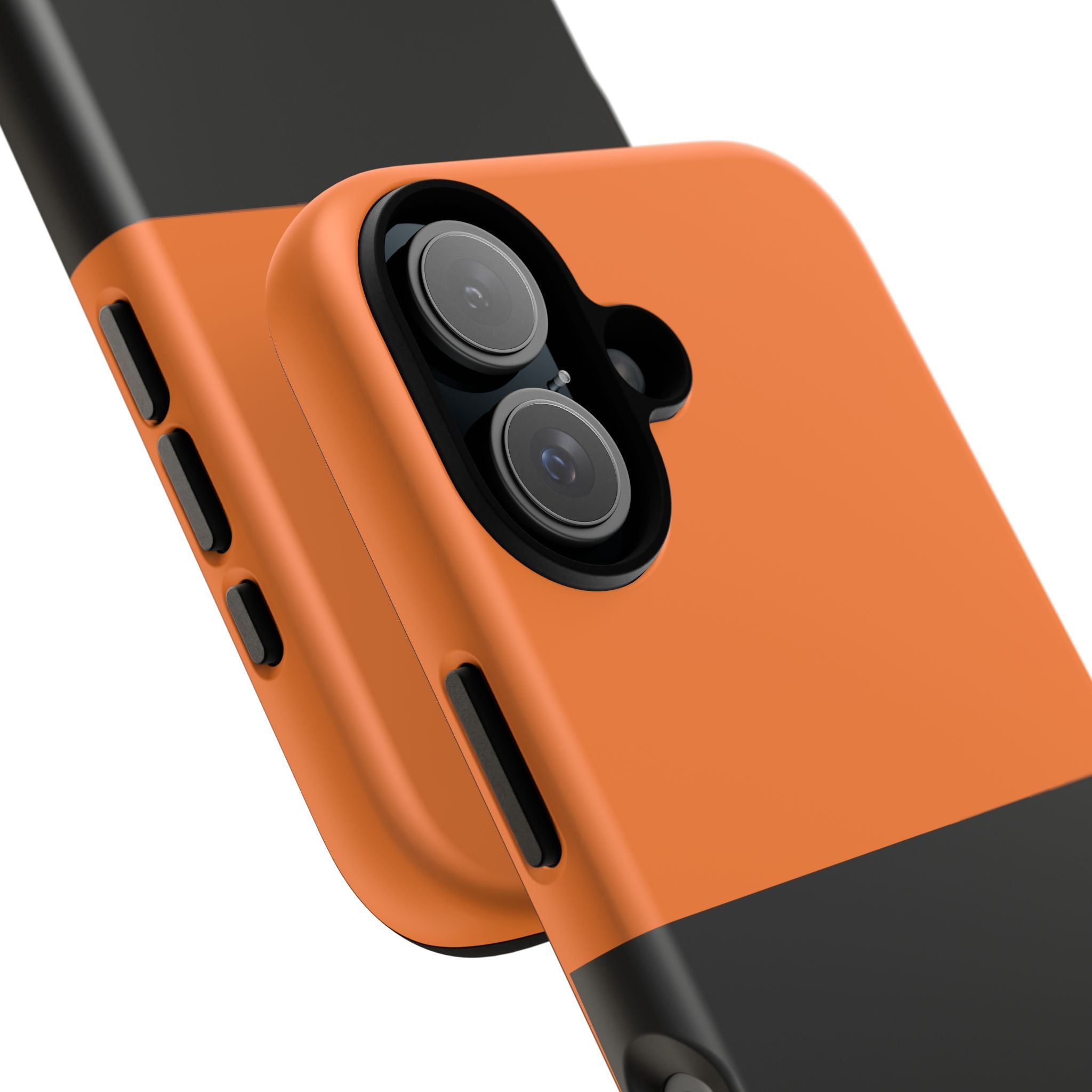 Two-Tone Orange & Black Tough Phone Case — Durable Protective Cover